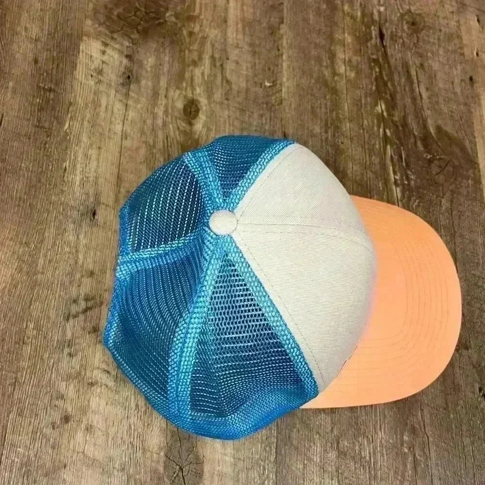 Gracy Folly Colorblock Mesh Snapback Adjustable Hat Orange Blue Trucker